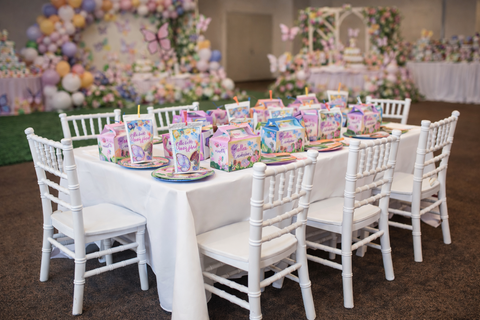 Children’s Table & Chair Rental Set (Seats 10) – White Chiavari Chairs